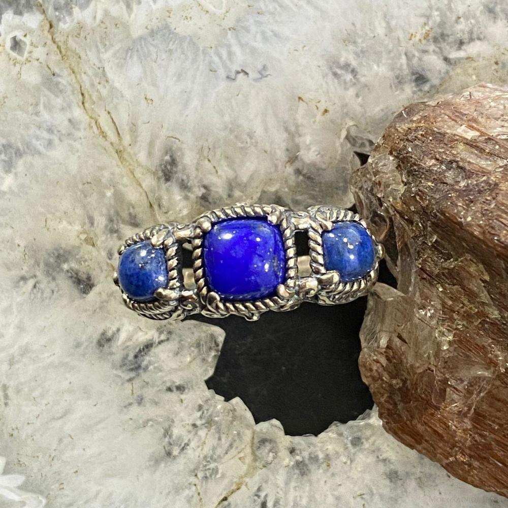 Carolyn Pollack Sterling Lapis Lazuli & Denim Lapis Decorated Ring For Women - Picture 4 of 10